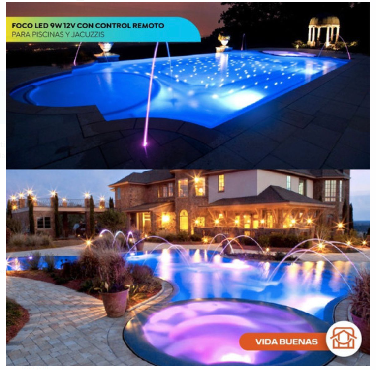 FOCO SUBACUATICO PARA PISCINA 12V - POTENCIA: 9W